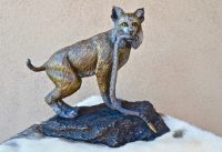 bronze bobcat sculpture