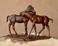 pair of foals bronze sculpture