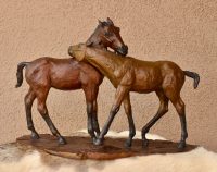 pair of foals bronze sculpture