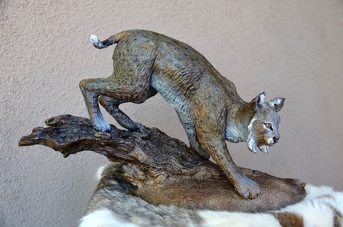 joerg auer bronze sculpture bobcat