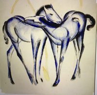 painting “Zwei blaue Fohlen 1911 (Two blue foals) by Franz Marc