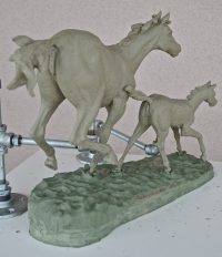 the making of follow me bronze horse sculpture