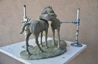 the making of a pair of foals bronze sculpture