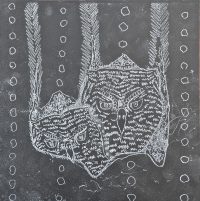 etching - one room for two owls