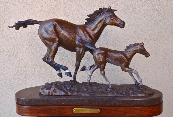 follow me bronze horse sculpture
