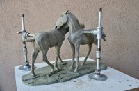the making of a pair of foals bronze sculpture